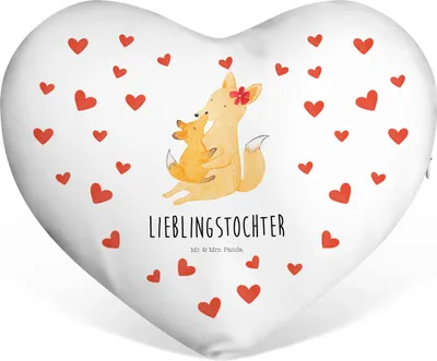 Produktbild von Mr. & Mrs. Panda Sofakissen Fuchs Mama - Weiß - Geschenk, Umarmen, Schoß, Kuschelkissen, Dekokissen, Muttertag, Hochzeitskissen, Herzkissen, Mutter, dekoartikel