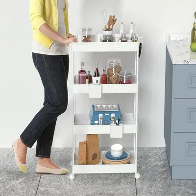 Productafbeelding van Multifunctionele trolley met wielen, geschikt voor keuken, kantoor en badkamer - opbergtrolley