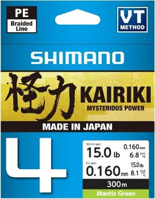 Immagine prodotto di SHIMANO Kairiki 4, 300m, 0,16mm, 8,1kg / 17,86lbs, verde, lenze intrecciate a 4 capi