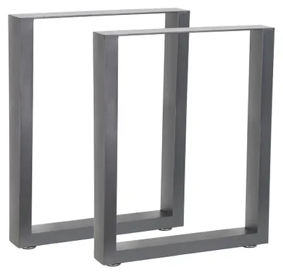 Image de Piètement de table 60x72 cm Pieds de meuble gris Pieds de table industriels Patins de banc acier