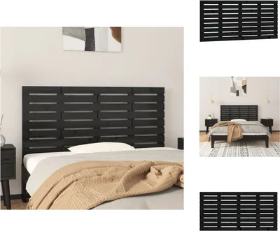 Produktbild von vidaXL Wand-Kopfteil Schwarz 126x3x63 cm Massivholz Kiefer -  Kopf- & Fußenden