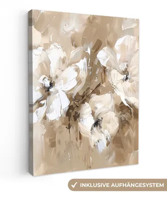 Zdjęcie produktu dla MuchoWow® - Obraz na płótnie - Kwiaty - Beżowy - Abstrakcja - Nowoczesny, fototapeta, dekoracja ścienna obrazy salon, 90x120cm