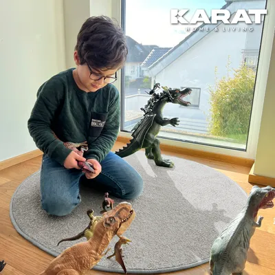 Produktbild von Kinderspielteppich Crocodile Rund viele Farben & Größen Silbergrau 50 cm Durchmesser