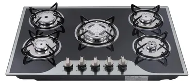 Image de Cuisinière à gaz, Design encastrable, Allumage électronique, noir