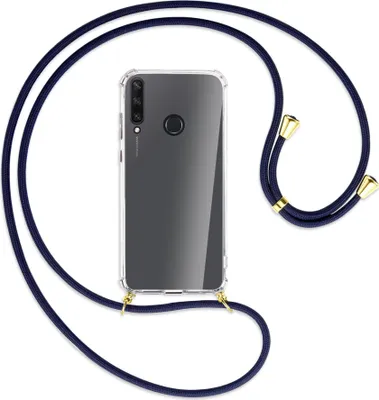Produktbild von Handykette Backcover-Schutzhülle mit Band (Metall goldfarben) für Huawei Y6p - dunkelblau