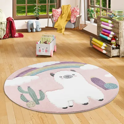 Produktbild von Kinder Teppich Maui Kids Alpaka Wüstenlandschaft Bunt Rund, Größe:200 cm Rund