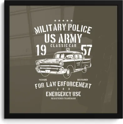 Produktbild von MuchoWow® MuchoWow® Gerahmtes Poster Mancave - Auto - Polizei - Oldtimer 40x40 cm - Poster mit zchwarzem Bilderrahmen - Mit Rahmen - Wanddekoration Schlafzimmer