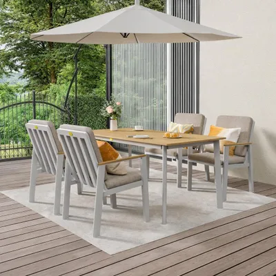 Produktbild von MEXO Gartenlounge-Set Aluminium Garten Essgruppe für 4 Personen, GartenStuhl mit Ergonomischen Sesseln inkl. Kissen, Belastbarkeit pro Sitzplatz 140kg
