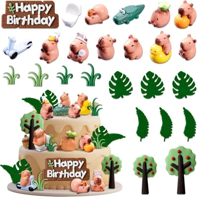 Imagen del producto de Juego de 25 adornos para pastel de cumpleaños con temática de capibara