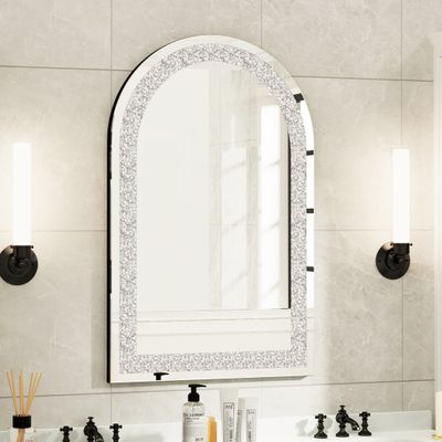 WISFOR Moderner Wandspiegel Fensterform Spiegel, Dekorative Hängespiegel mit Metall Haken für Badezimmer Wohnzimmer Schlafzimmer 60×90cm
