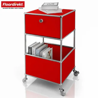Obrázek produktu pro Mobilní regál Concept Epure MK-145 – kovový vozík s policemi, 40x40x75 cm, 3 patra, s zásuvkou, mobilní úložný regál