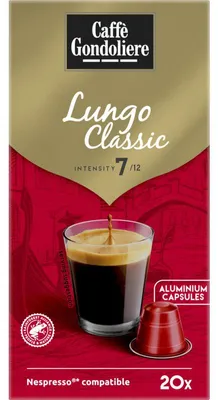 Image de Capsules de café Caffè Gondolier Lungo Classic 20 pièces 110g, compatibles Nespresso