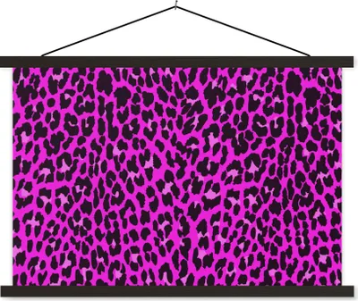 Produktbild von MuchoWow® Textilposter Leopard - Rosa - Tiere 60x40 cm mit schwarzem Rahmen - Hölzernes