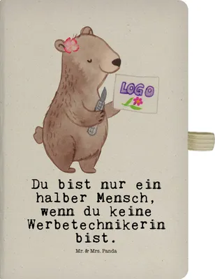 Produktbild von Mr. & Mrs. Panda Tagebuch Werbetechnikerin Herz - Transparent - Geschenk, Journal, notizbuch, Skizzenbuch, Kladde, Schreibheft