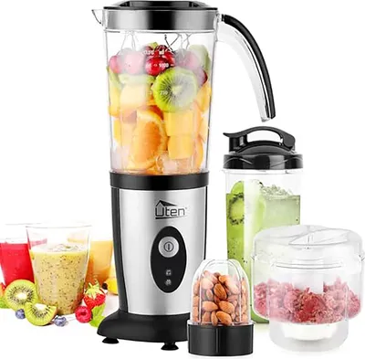 Produktbild von Uten Standmixer Mixer Smoothie Maker Multifunktion Entsafte Fleisch Zerkleinerer Ice Crusher Elektrisch edelstahl Küche mit Flasche 5 in 1