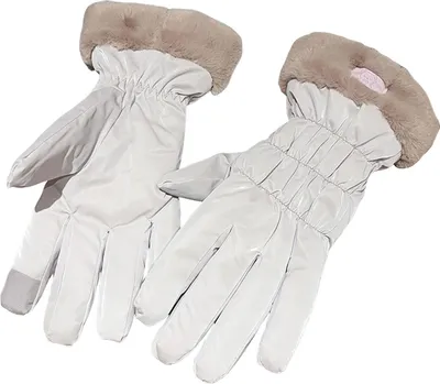 Produktbild von Winterliche Touchscreen-Fahrradhandschuhe für Damen, dicke, winddichte Ski- und Schneehandschuhe mit Fellfutter, warme Handschuhe für kaltes Wetter, Outdoor-Radfahren und Laufen