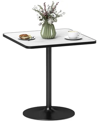Productafbeelding van Eettafel, 70 x 70 cm vierkante keukentafel voor 4 personen met marmerlook, wit