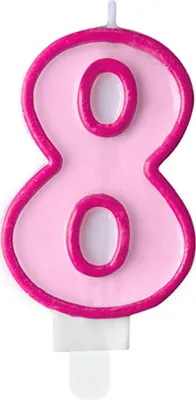 Image de Bougie d'anniversaire 8, rose - 7 cm