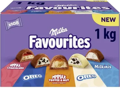 Produktbild von Milka - Favourites chocolade, doos van 106 stuks (1 kg)