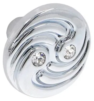 Productafbeelding van Knop voor meubels, gemaakt van zamac en kristal. Diameter: 31 mm, gepolijcht chroom
