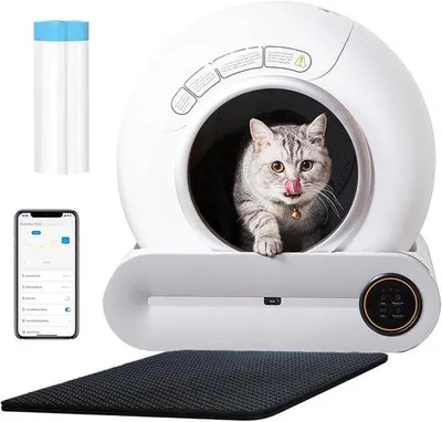 Immagine prodotto di Lettaia automatica per gatti con sensori – Lettiera intelligente per interni – Lettiera senza bisogno di strofinare – Inodore e igienica – Ideale per gatti di tutte le taglie – Lettiera a chiusura ermetica con funzione autopulente