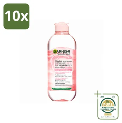Productafbeelding van 10 x Garnier SkinActive Micellaire Reinigingswater met rozenwater, 400 ml - Voordeelverpakking - 10 stuks