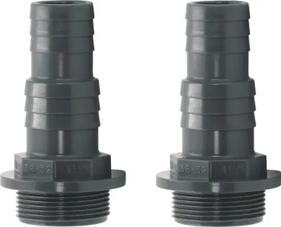 Druckschlauchtülle, 1 1/2" AG, 38/32mm, gerippt mit O-Ring, weiß