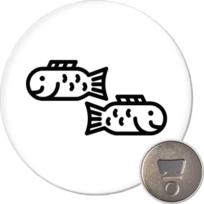 Produktbild von Huuraa Magnet Fische Sternzeichen Symbol 59mm Kühlschrankmagnet rund Flaschenöffner Geschenkidee