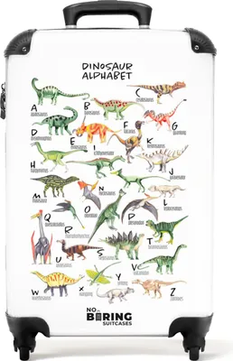 Produktbild von NoBoringSuitcases.com® Koffer Handgepäck Trolley Rollkoffer Kleine Reisekoffer mit 4 Rollen - Dino - Alphabet - Buchstaben - Jungen - Kind - Cabin Size < 55x40x23 cm & 55x40x20 cm - Fotokoffer - Kabinenkoffer - BoardgepäckHandgepäck Koffer 55x35x20 cm, 36L,