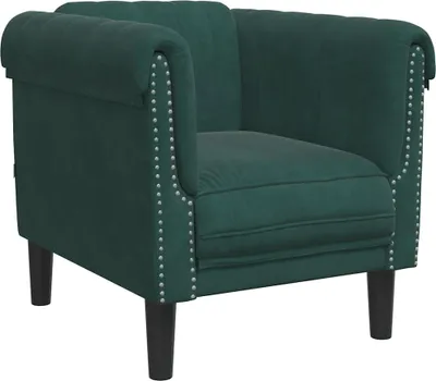Image de vidaXL Fauteuil vert foncé velours