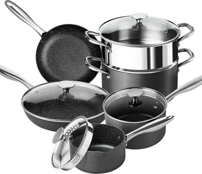 Image de MICHELANGELO Set de 10 casseroles, Adapté à l'induction, avec revêtement en granit