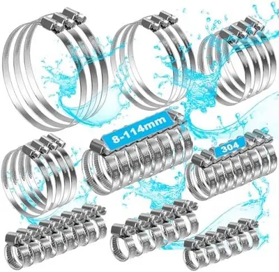 Produktbild von moveland 8-114 mm Schlauchschellen - Rostfreie 304 Schlauchschellen Edelstahl, 50 Stück - Verstellbares Schlauchschellen Set - Keine Beschädigung des Schlauches, für Garten, Haus, Pool, Schornstein