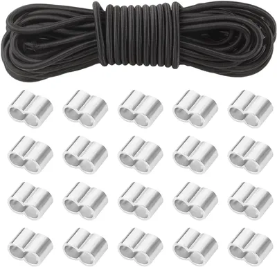 Obrázok produktu pre Gumové lano 8 mm x 10 m, 20 svoriek, elastické, čierne, pre kempovanie