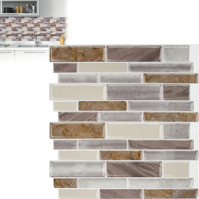 Produktbild von UISEBRT 10 tlg 3D Fliesenaufkleber Selbstklebende Wandaufkleber 30 * 30cm Marmor Gelb Fliesenfolie Küche  Fliesensticker Klebefliesen für Küche und Bad