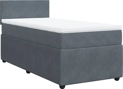 Produktbild von vidaXL Boxspringbett mit Matratze Dunkelgrau 90x190 cm Samt