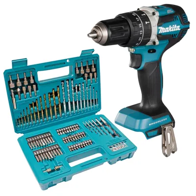 Immagine prodotto di Trapano a percussione a batteria Makita DHP 484 Z 18 V 54 Nm brushless + set di 102 punte - senza batteria, senza caricabatterie