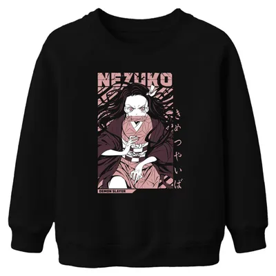 Produktbild von Nezuko Demon Slayer Kimetsu no Yaiba Anime Geschenk Kinder Sweatshirt Pullover, Schwarz, 152