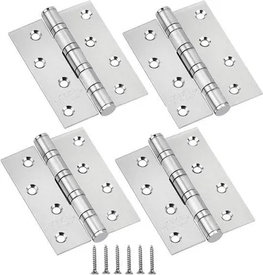 Immagine prodotto di Cerniere in acciaio inossidabile 100x75x3 mm, cuscinetti a sfera, portata 75 kg, per interni/esterni