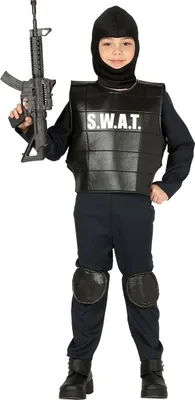 Immagine prodotto di Fiestas Guirca - Costume da poliziotto "Swat" per ragazzi FG1522 (116) (Nero)