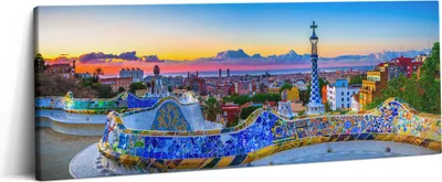 Produktbild von Panorama der Stadt Spanien – Leinwandbild Wandbild – 125x50 cm – Leinwandbilder – Wandbilder – Schlafzimmer – Flur