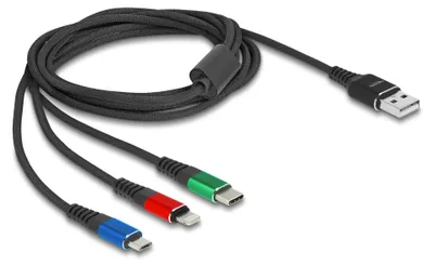 Image de DELOCK Câble de charge USB 3en1 pour Lightning/Micro-USB/USB C 2m