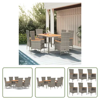 Produktbild von The Living Store 7-tlg. Garten-Essgruppe mit Kissen Grau Poly Rattan