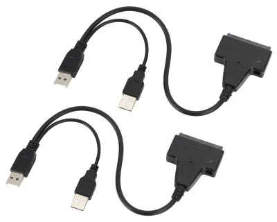 Obrázek produktu pro 2 ks konvertorový kabel USB 2.0 na SATA 7 (15pinový) pro 2,5palcový SSD disk, 480 Mb/s