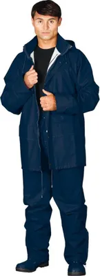 Produktbild von Regenschutzkleidung blau aus Polyurethan, Set aus Hose und Jacke mit Kapuze M