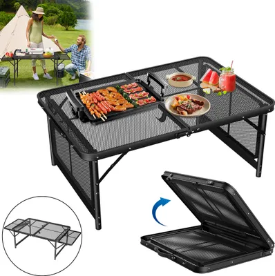 Produktbild von XMTECH stół kempingowy składany stół do grilla składany 90x60 cm, z możliwością rozbudowy do 134x60 cm, stół składany z regulacją wysokości, stół boczny, stół ogrodowy, lekki i przenośny na pikniki plażowe