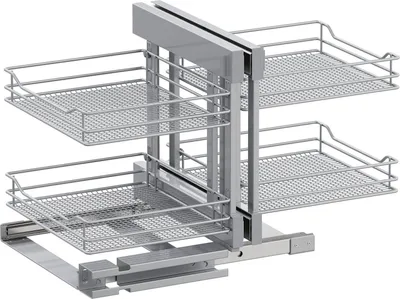 Produktbild von Vauth-Sagel VS Cor Flex Eckschrank Auszug Saphir - Set für Küchenunterschränke mit KB 1200mm - Korbablage aus Stahldraht, Stahl pulverbeschichtet silberfärbig