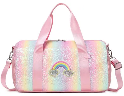 Kinder-Sporttasche, Regenbogen-Glitzer, 35,7 x 21 x 21 cm, wasserdicht