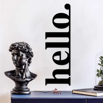 Produktbild von Wallity, Hello-5, Dekoratives Wandaccessoire aus Metall, Schwarz, 100 % METALL, 30 x 99 cm