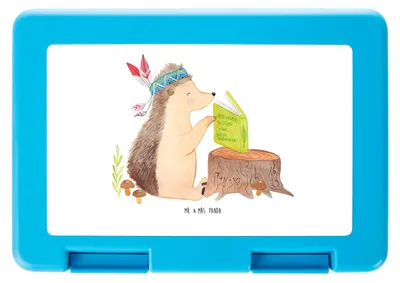 Produktbild von Mr. & Mrs. Panda Bento Box Igel Federschmuck - Weiß - Geschenk, Brot Aufbewahrungsbox, Vorratsbehälter, Lunchbox, Camping, Tiere, Essensbox, Lagerfeuer, Bentobox