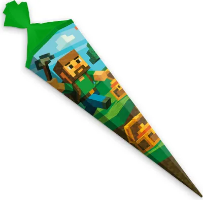 Produktbild von itenga Schultüte 85cm eckig Blockgame PIXEL Zuckertüte Tüllverschluss